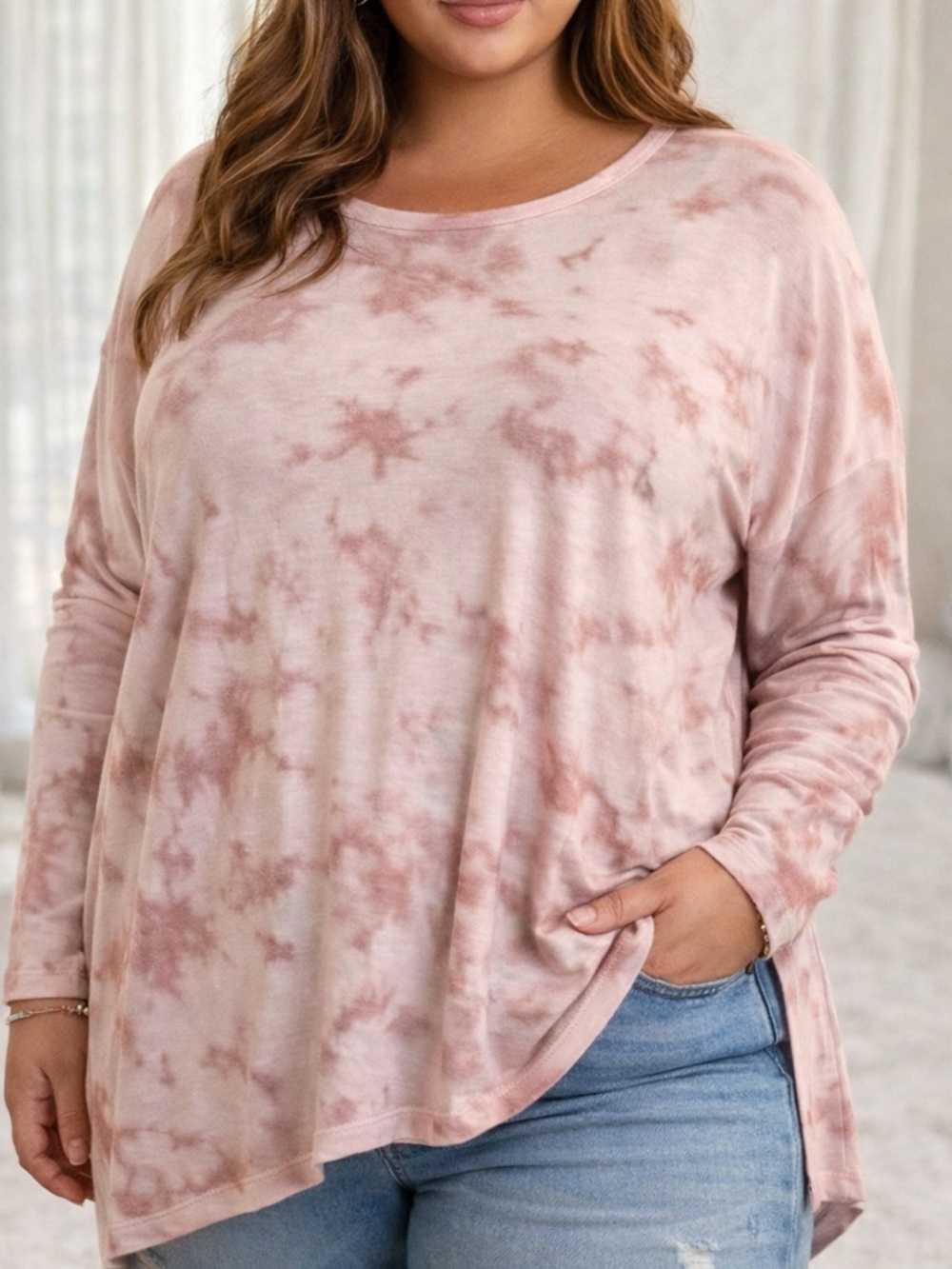 American Eagle Outfitters Blush Tie-Dye Long Sleeve Tee